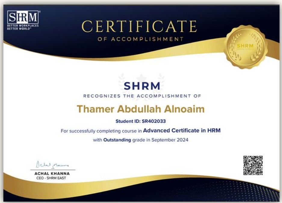 SHRM Advanced Certificate in HRM